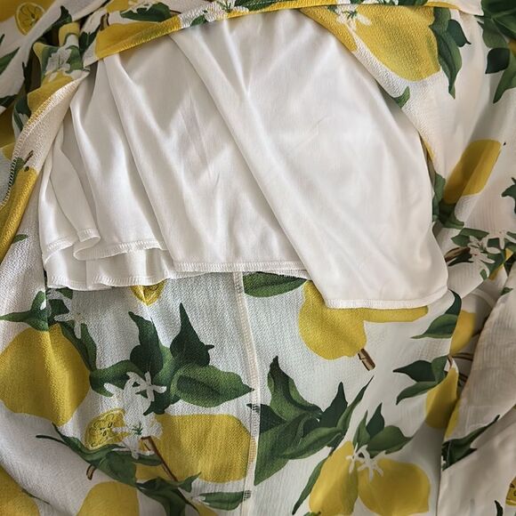 Dream of me Lemon Print Faux Wrap High Low Dress SMALL - Picture 14 of 15